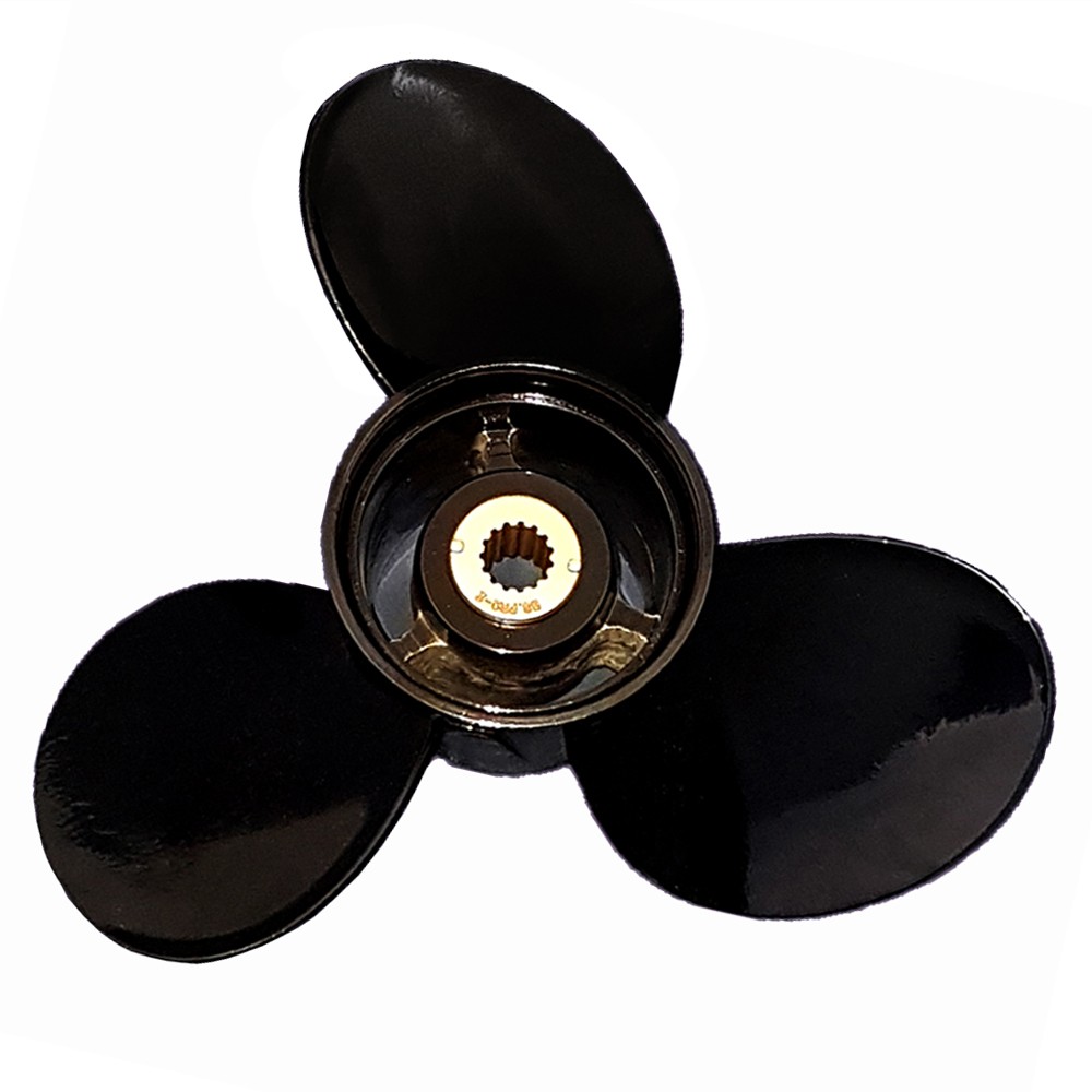 thumbnail interactive-video image 1 of 4-Blade Aluminum Propeller For Honda BF8/9.9/15/20HP Outboards - High Thrust Boat Prop Replacement 1 of 14