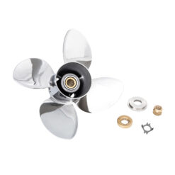 Alternative view of OZPRO-D4 to suit Mercury Mariner USA 40-50-60-70-75-80-90-100-115-140hp 4 Blade Stainless Steel Propeller High Performance Prop