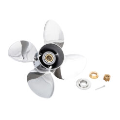 Alternative view of OZPRO-D4 to suit Honda 60 75 80 90 100 115 130hp 4 Blade Stainless Steel Propeller High Performance Prop