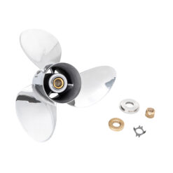 Alternative view of OZRAKE-E3 Suits Mercury Mariner 90-115-135-150-175-200-220-225-250-300hp 3 Blade Stainless-Steel High-Performance Propeller Prop