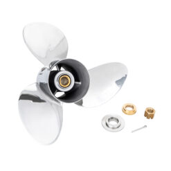 Alternative view of OZRAKE-E3 to suit Honda BF 115D-135-150-200-225-250hp 3 Blade Stainless Steel Propeller High Performance Prop