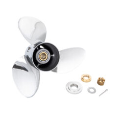 Alternative view of OZRAKE-D3 to suit T50-60-70-75-80-85-90-100-115-130-140hp 3 Blade Stainless Steel Propeller High Performance Prop