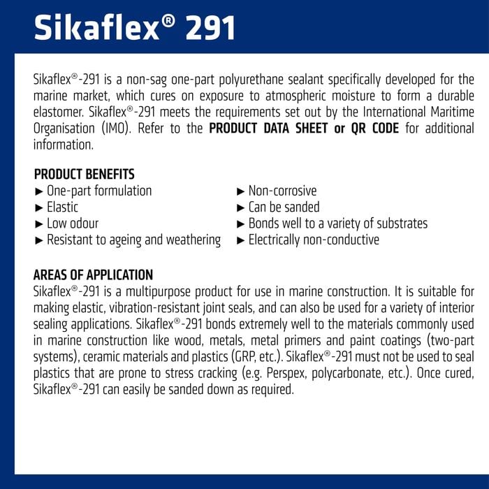 Sikaflex-291 Marine Adhesive Sealant - 150ml Tube - Image 4