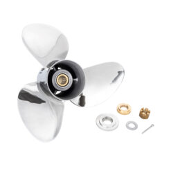 Alternative view of OZZUK-D3 to suit Suzuki 60AV-70-80-90-100-115-140hp 3 Blade Stainless Steel Propeller High Performance Prop 3x 14″ Dia